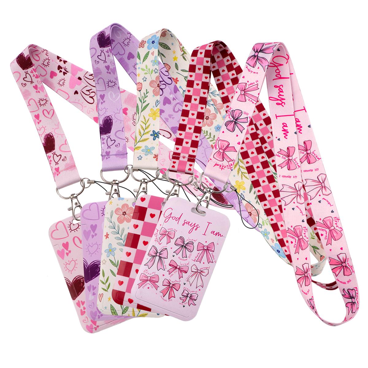 Neck Hanging Phone Holder - Urocza różowa smycz z kokardką w