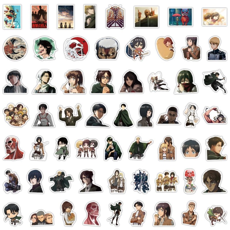 Phone Accessories Quotes - 60 szt. Naklejek Anime Atak Tytanów,