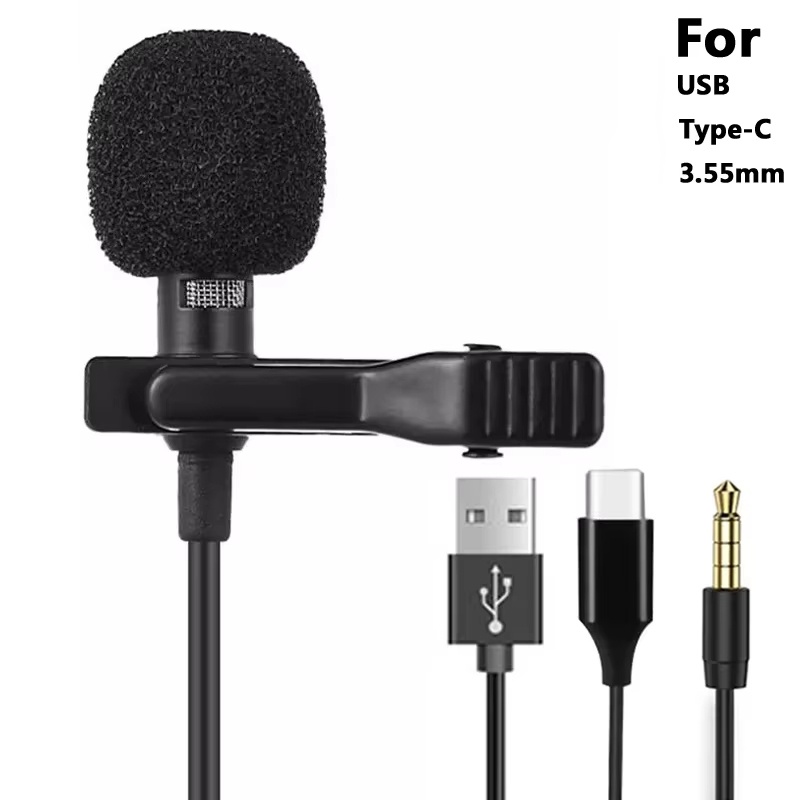 Type C Adapter - Mikrofon krawatowy 3.5mm Mini Portable Lavalier